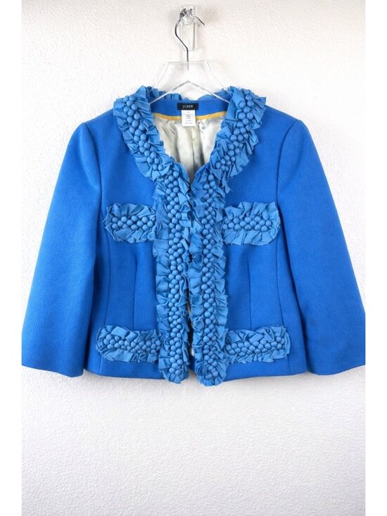 J.Crew Jackets & Blazers - J.Crew Blue Wool Embellished Cropped Blazer Jacket Size 10
